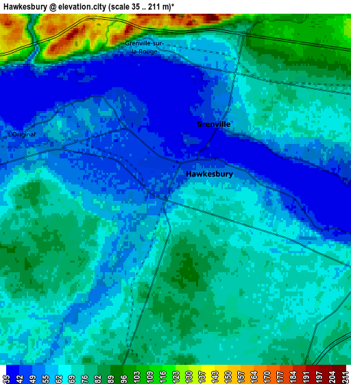 Zoom OUT 2x Hawkesbury, Canada elevation map