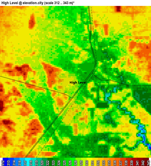 Zoom OUT 2x High Level, Canada elevation map