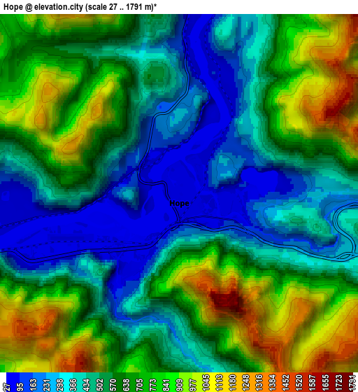 Zoom OUT 2x Hope, Canada elevation map