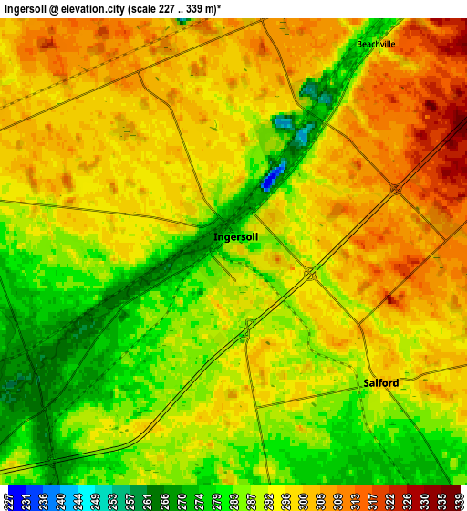 Zoom OUT 2x Ingersoll, Canada elevation map
