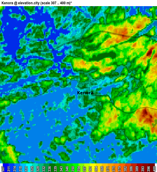 Zoom OUT 2x Kenora, Canada elevation map