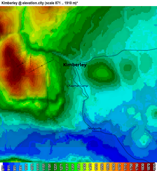 Zoom OUT 2x Kimberley, Canada elevation map