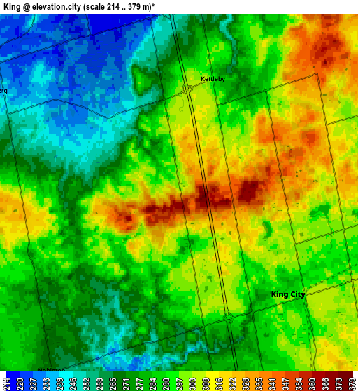 Zoom OUT 2x King, Canada elevation map