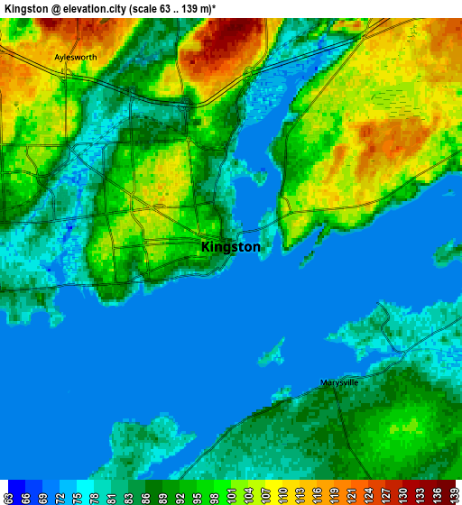 Zoom OUT 2x Kingston, Canada elevation map