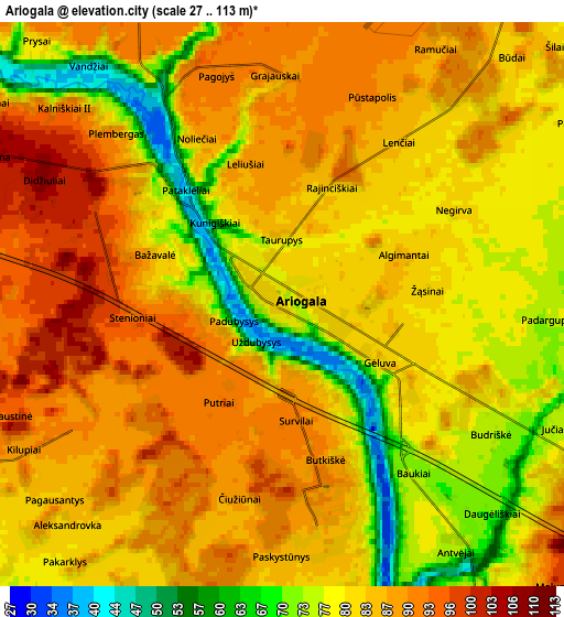Zoom OUT 2x Ariogala, Lithuania elevation map