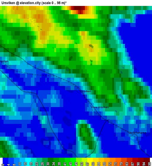 Zoom OUT 2x Ursviken, Sweden elevation map