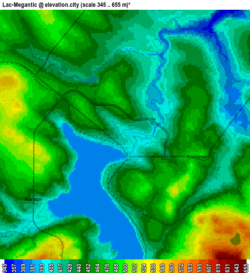 Zoom OUT 2x Lac-Mégantic, Canada elevation map
