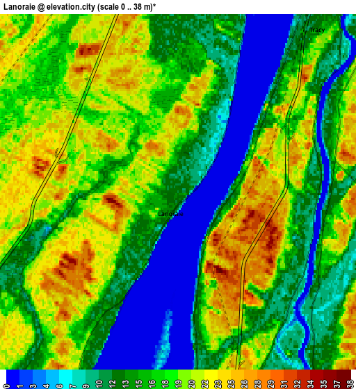 Zoom OUT 2x Lanoraie, Canada elevation map