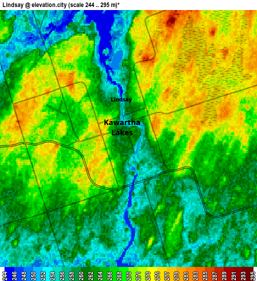 Zoom OUT 2x Lindsay, Canada elevation map