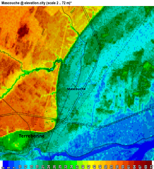 Zoom OUT 2x Mascouche, Canada elevation map