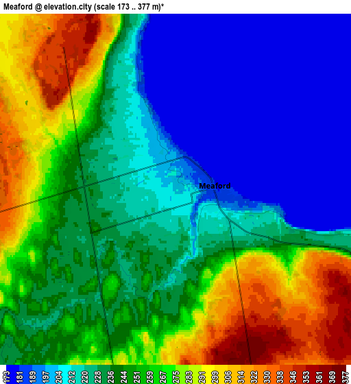 Zoom OUT 2x Meaford, Canada elevation map