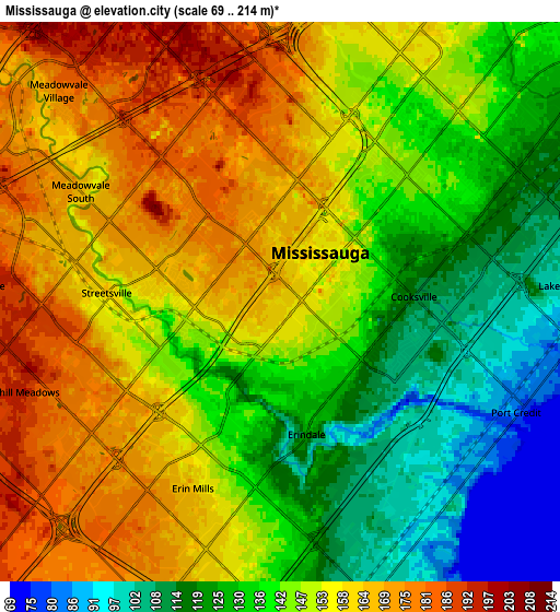 Zoom OUT 2x Mississauga, Canada elevation map