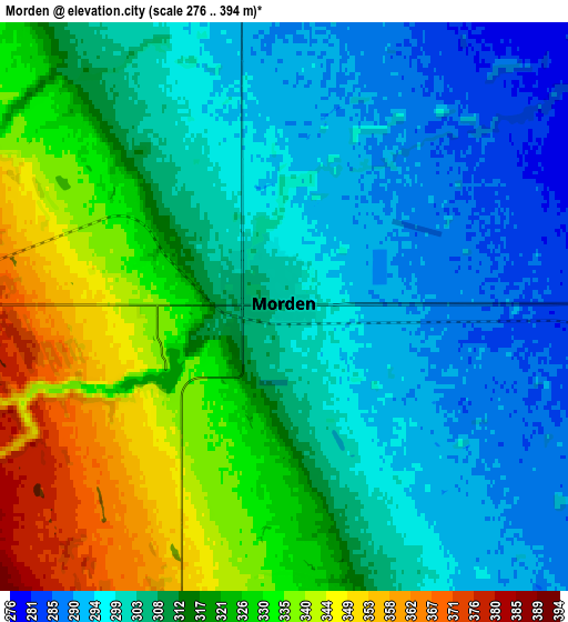 Zoom OUT 2x Morden, Canada elevation map