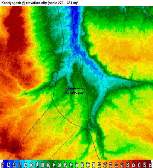 Zoom OUT 2x Kandyagash, Kazakhstan elevation map