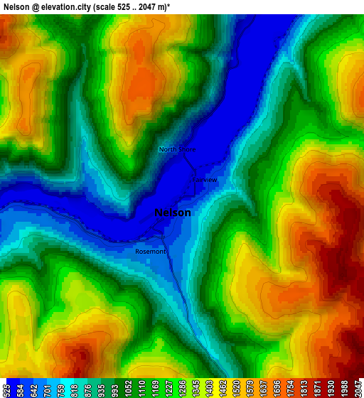 Zoom OUT 2x Nelson, Canada elevation map