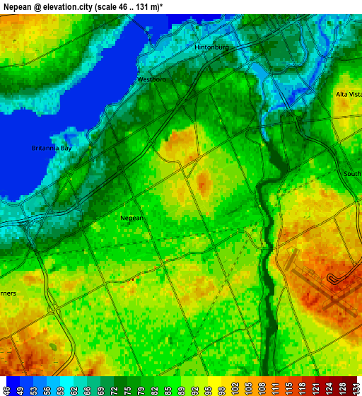Zoom OUT 2x Nepean, Canada elevation map
