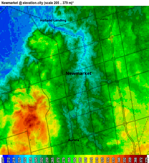 Zoom OUT 2x Newmarket, Canada elevation map