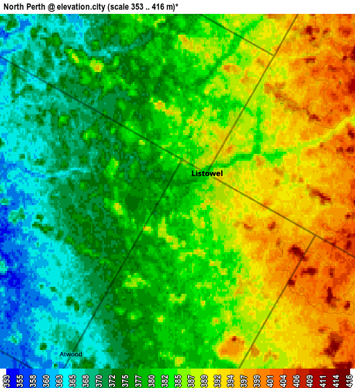 Zoom OUT 2x North Perth, Canada elevation map