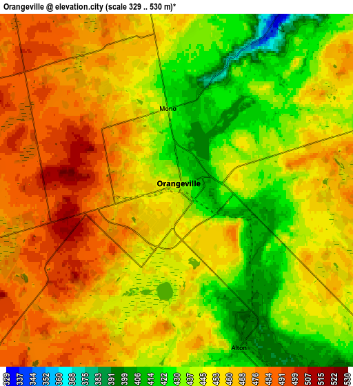 Zoom OUT 2x Orangeville, Canada elevation map