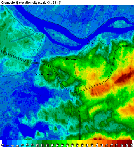 Zoom OUT 2x Oromocto, Canada elevation map