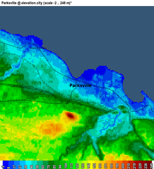 Zoom OUT 2x Parksville, Canada elevation map