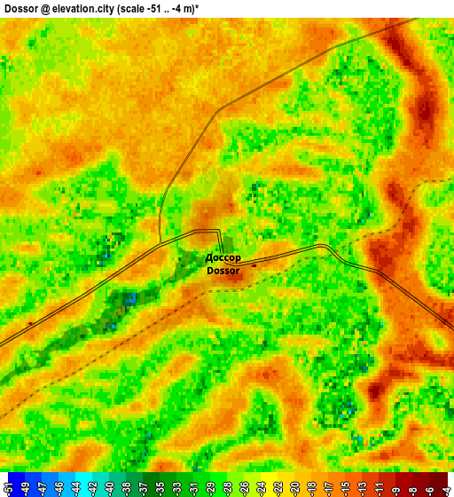 Zoom OUT 2x Dossor, Kazakhstan elevation map
