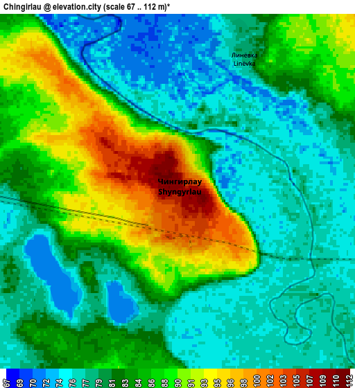 Zoom OUT 2x Chingirlau, Kazakhstan elevation map