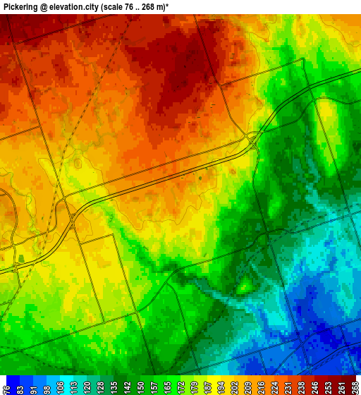 Zoom OUT 2x Pickering, Canada elevation map