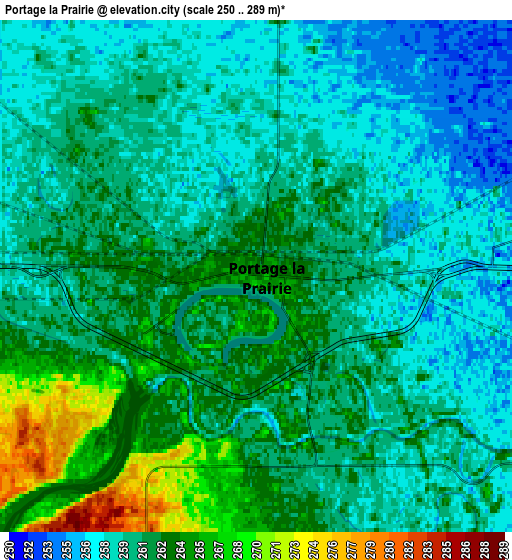 Zoom OUT 2x Portage la Prairie, Canada elevation map