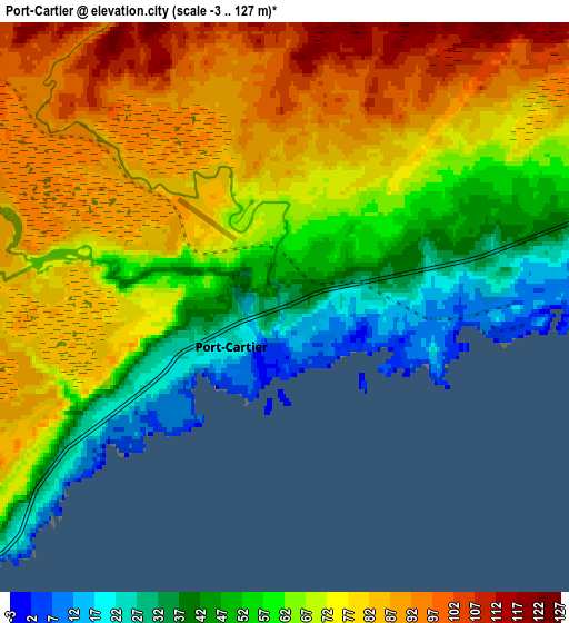 Zoom OUT 2x Port-Cartier, Canada elevation map