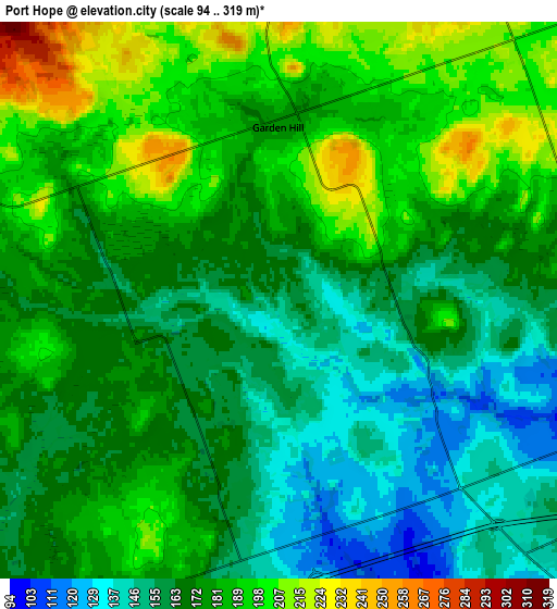 Zoom OUT 2x Port Hope, Canada elevation map
