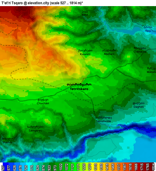 Zoom OUT 2x T’et’ri Tsqaro, Georgia elevation map