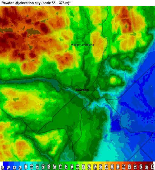 Zoom OUT 2x Rawdon, Canada elevation map