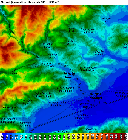 Zoom OUT 2x Surami, Georgia elevation map