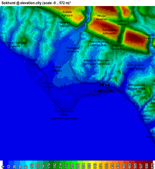 Zoom OUT 2x Sokhumi, Georgia elevation map