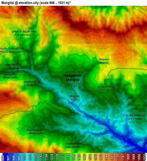 Zoom OUT 2x Manglisi, Georgia elevation map
