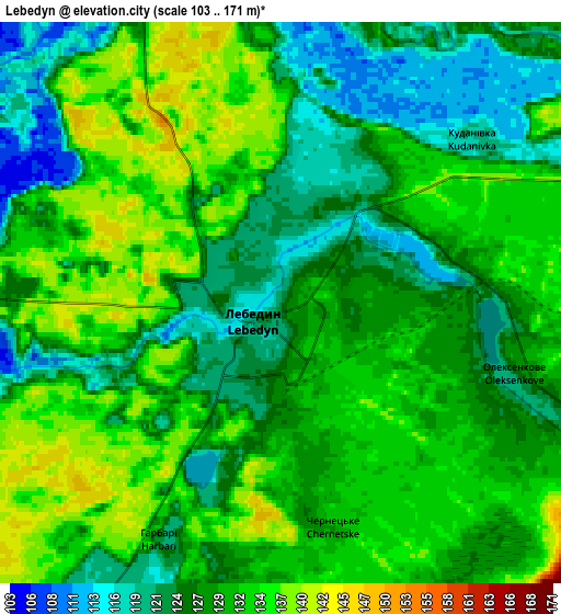 Zoom OUT 2x Lebedyn, Ukraine elevation map