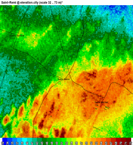 Zoom OUT 2x Saint-Rémi, Canada elevation map