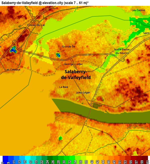 Zoom OUT 2x Salaberry-de-Valleyfield, Canada elevation map