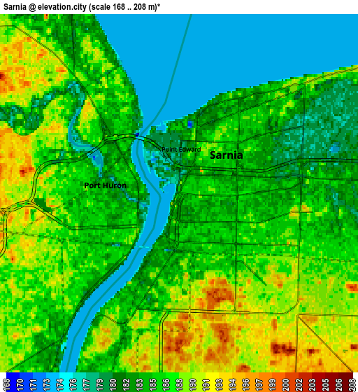 Zoom OUT 2x Sarnia, Canada elevation map