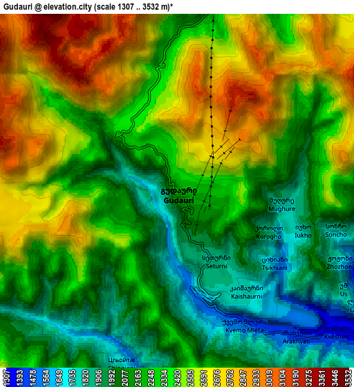 Zoom OUT 2x Gudauri, Georgia elevation map