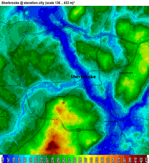 Zoom OUT 2x Sherbrooke, Canada elevation map