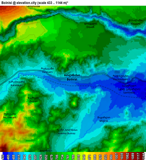 Zoom OUT 2x Bolnisi, Georgia elevation map