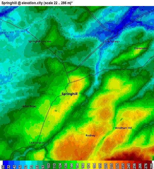 Zoom OUT 2x Springhill, Canada elevation map