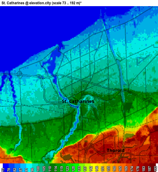 Zoom OUT 2x St. Catharines, Canada elevation map