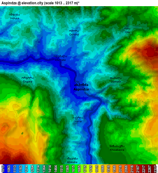 Zoom OUT 2x Aspindza, Georgia elevation map