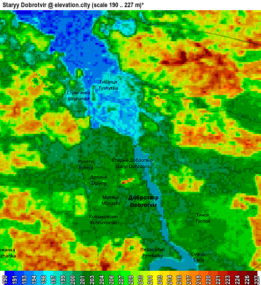 Zoom OUT 2x Staryy Dobrotvir, Ukraine elevation map