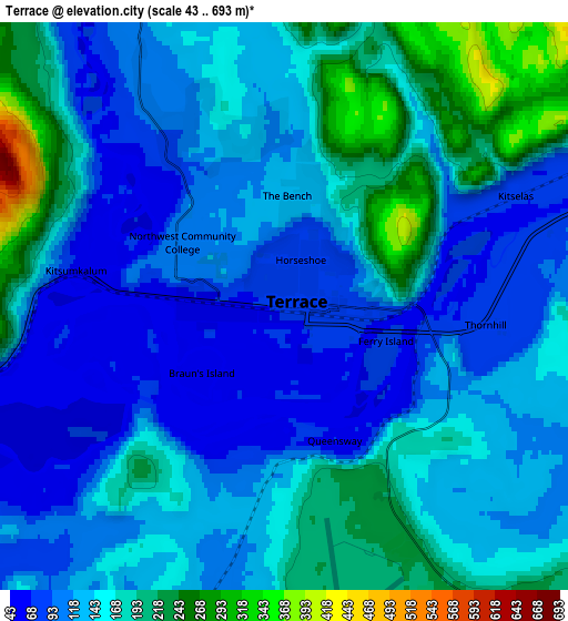 Zoom OUT 2x Terrace, Canada elevation map