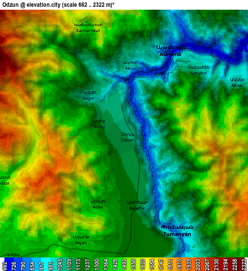 Zoom OUT 2x Odzun, Armenia elevation map