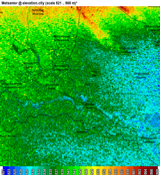 Zoom OUT 2x Metsamor, Armenia elevation map